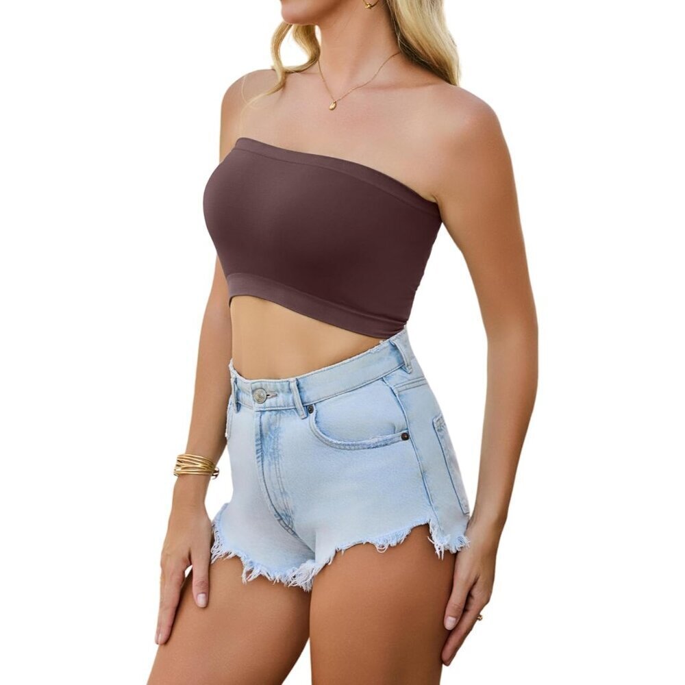 4 Pack Women Tube Tops Strapless Crop Casual Swimwear Basic Summer - Picture 3 of 7
